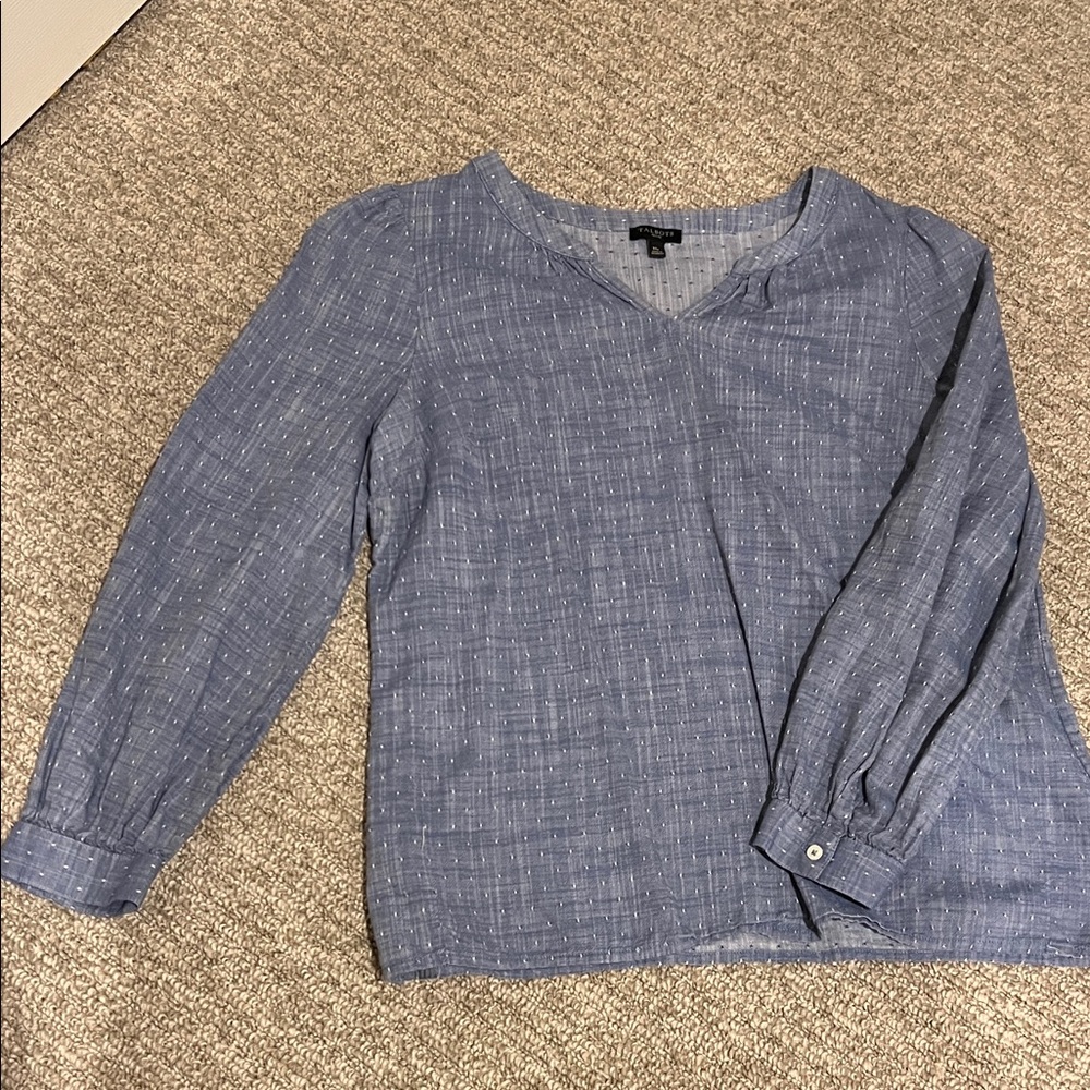 Talbots Petite Light Blue Polka Dot Top